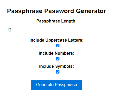 Passphrase Password Generator - Passphrase Password Generator